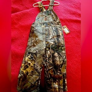 Kids carhartt insulated bibs - camo - size 4